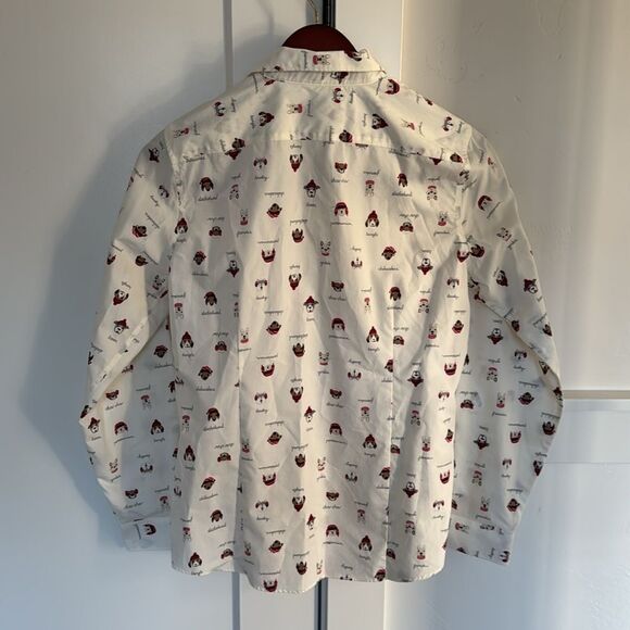 Lands’ End Women’s Size 12 Winter Dog Print No Iron Cotton Button Down Shirt - Picture 3 of 12
